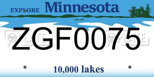 ZGF0075 Minnesota License Plate
