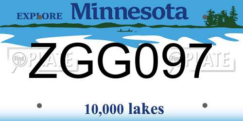 ZGG097 Minnesota License Plate