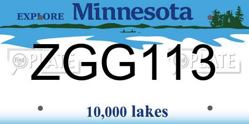 ZGG113 Minnesota License Plate
