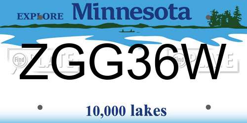 ZGG36W Minnesota License Plate