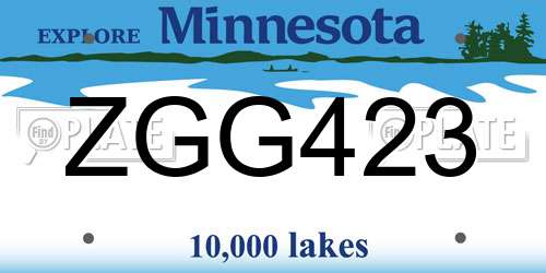 ZGG423 Minnesota License Plate
