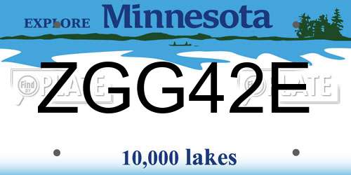 ZGG42E Minnesota License Plate