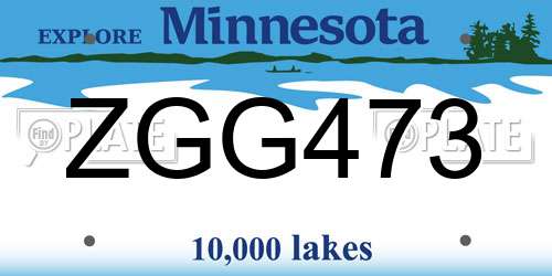 ZGG473 Minnesota License Plate
