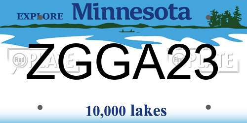 ZGGA23 Minnesota License Plate