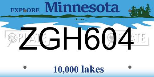 ZGH604 Minnesota License Plate
