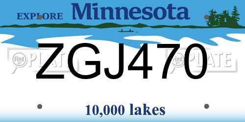 ZGJ470 Minnesota License Plate