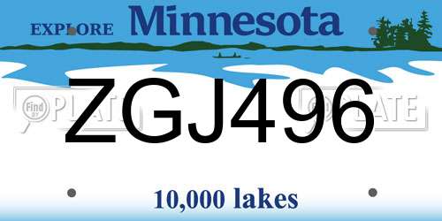 ZGJ496 Minnesota License Plate