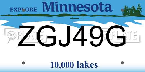 ZGJ49G Minnesota License Plate