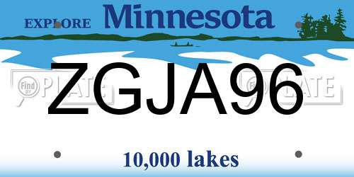 ZGJA96 Minnesota License Plate