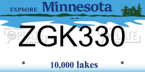 ZGK330 Minnesota License Plate