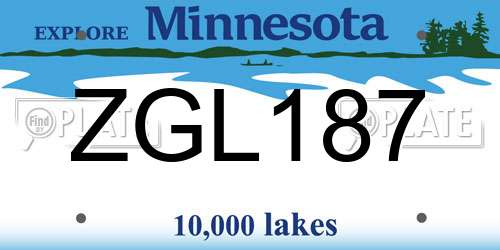 ZGL187 Minnesota License Plate