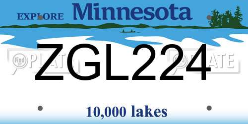 ZGL224 Minnesota License Plate