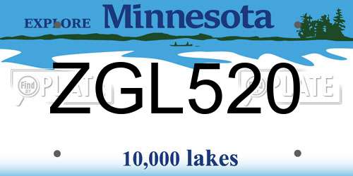 ZGL520 Minnesota License Plate