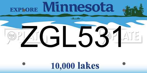 ZGL531 Minnesota License Plate