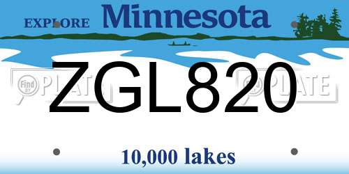 ZGL820 Minnesota License Plate