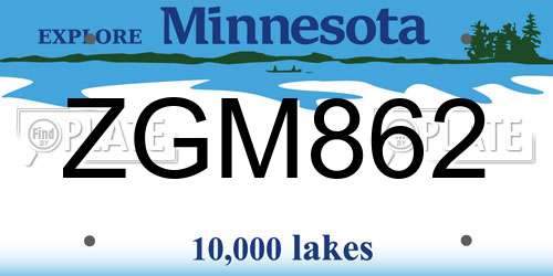ZGM862 Minnesota License Plate