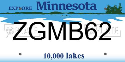 ZGMB62 Minnesota License Plate