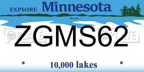 ZGMS62 Minnesota License Plate