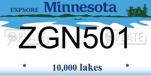 ZGN501 Minnesota License Plate