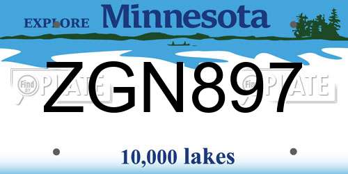 ZGN897 Minnesota License Plate