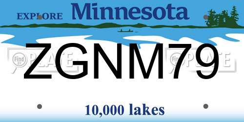 ZGNM79 Minnesota License Plate