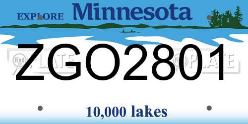 ZGO2801 Minnesota License Plate