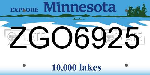 ZGO6925 Minnesota License Plate