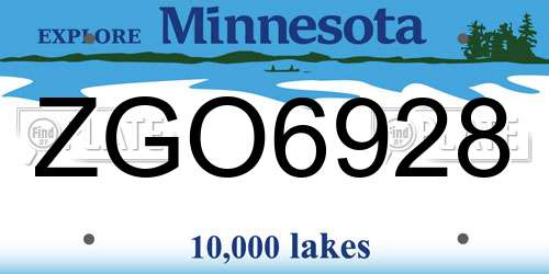 ZGO6928 Minnesota License Plate
