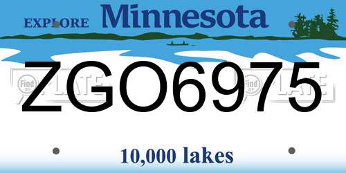 ZGO6975 Minnesota License Plate