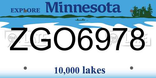 ZGO6978 Minnesota License Plate