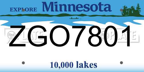 ZGO7801 Minnesota License Plate