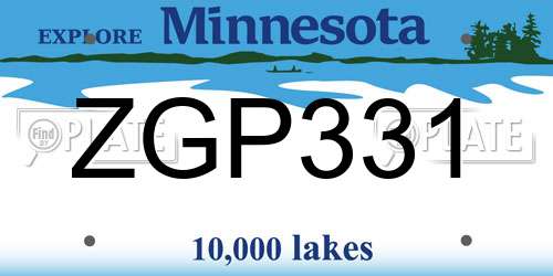 ZGP331 Minnesota License Plate