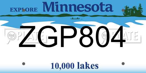 ZGP804 Minnesota License Plate