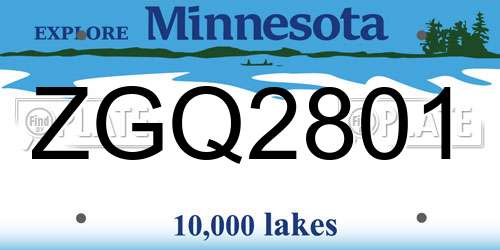 ZGQ2801 Minnesota License Plate