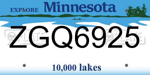 ZGQ6925 Minnesota License Plate