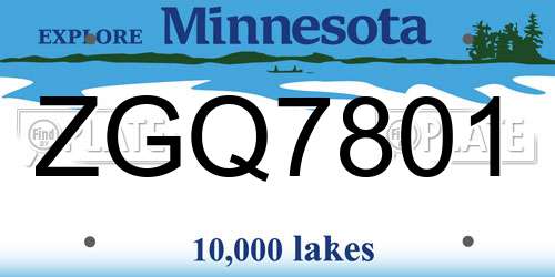 ZGQ7801 Minnesota License Plate