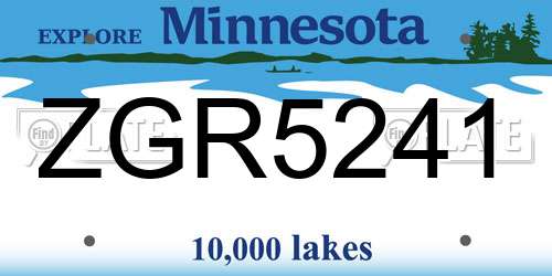 ZGR5241 Minnesota License Plate