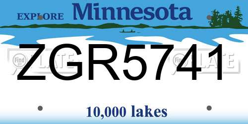 ZGR5741 Minnesota License Plate
