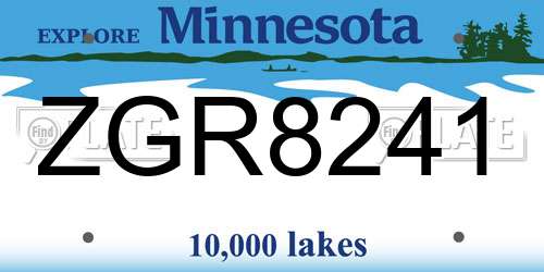 ZGR8241 Minnesota License Plate
