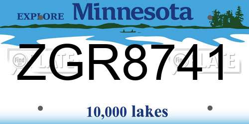 ZGR8741 Minnesota License Plate