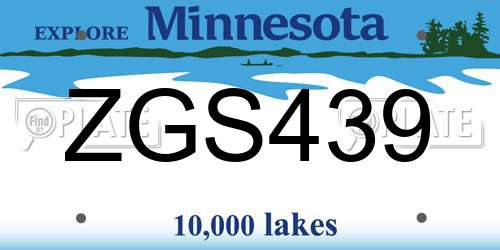 ZGS439 Minnesota License Plate