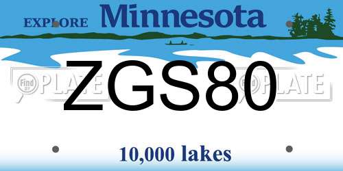 ZGS80 Minnesota License Plate