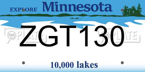 ZGT130 Minnesota License Plate