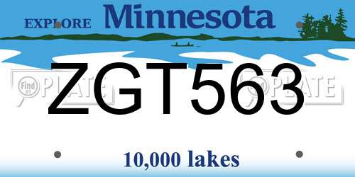 ZGT563 Minnesota License Plate