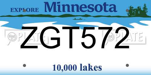 ZGT572 Minnesota License Plate