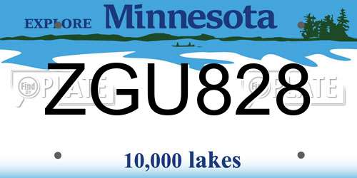 ZGU828 Minnesota License Plate