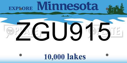 ZGU915 Minnesota License Plate