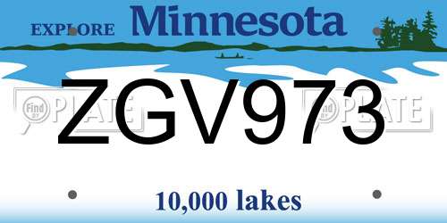 ZGV973 Minnesota License Plate