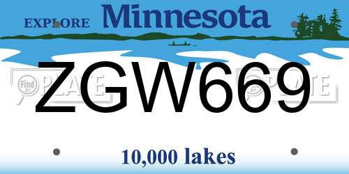 ZGW669 Minnesota License Plate