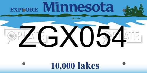 ZGX054 Minnesota License Plate